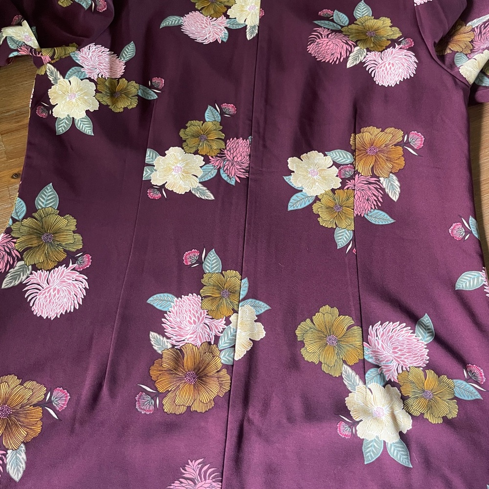 LOFT Burgundy Floral Long Sleeve Shift Dress NWT - Picture 5 of 8